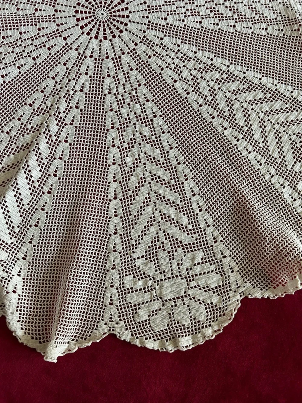 Vintage Crochet Round Tablecloth 34